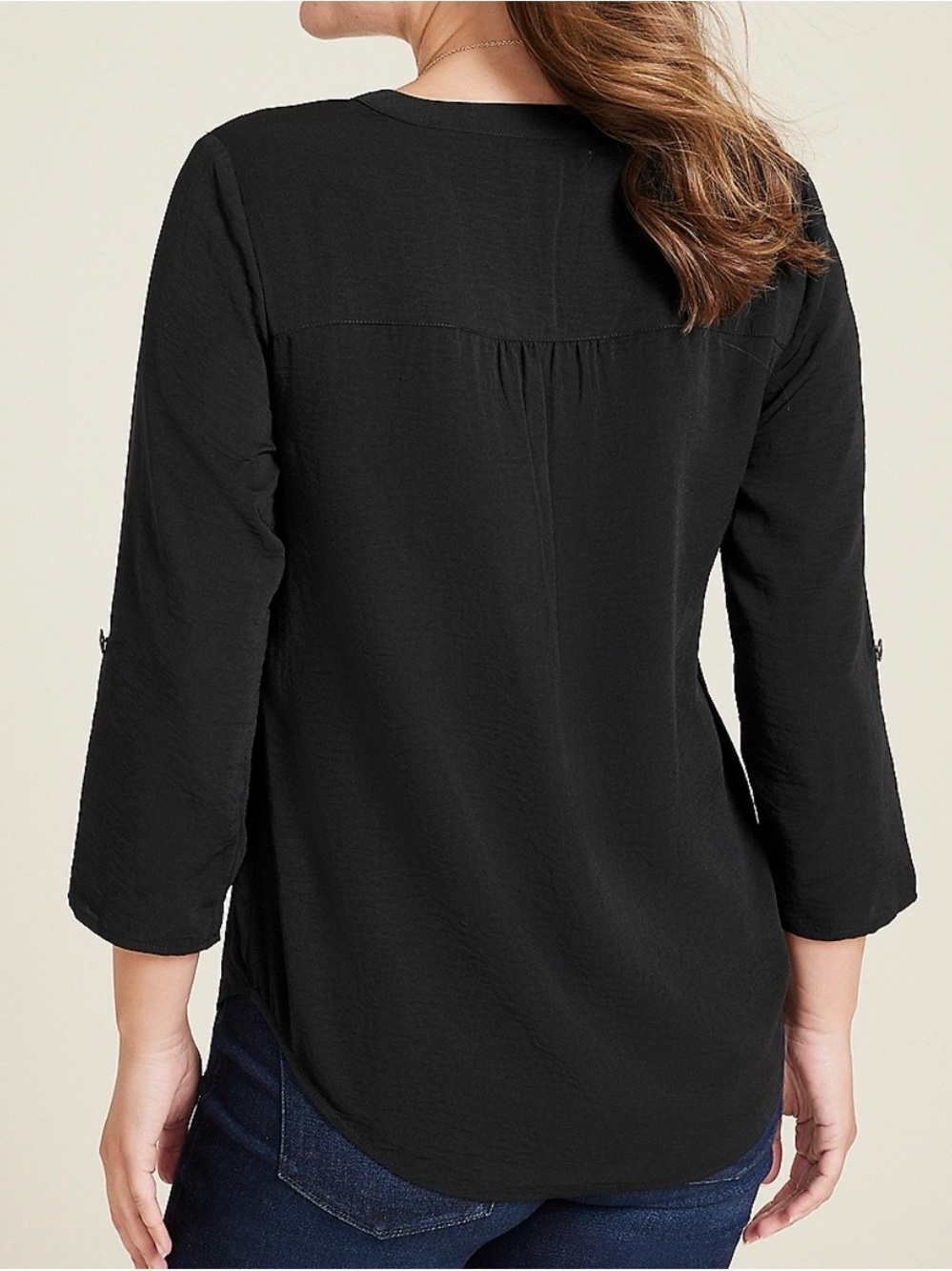 Maurices Navy Blue Quater Sleeve V-Neck Pullover Blouse - Picture 7 of 7